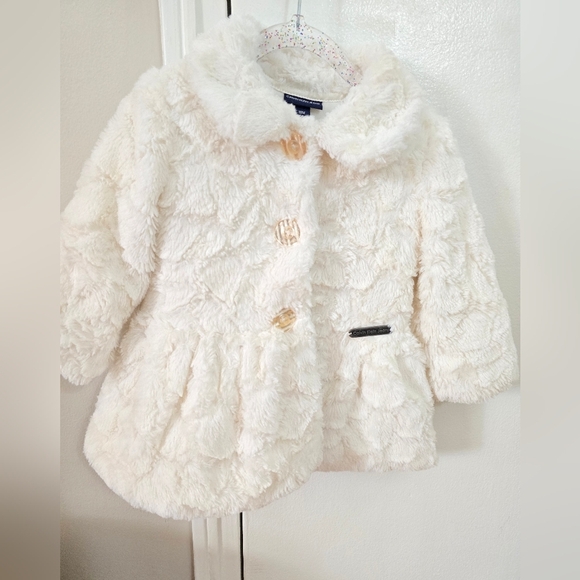 Calvin Klein Jeans White Pea Coat Plush Faux Fur - Picture 4 of 8